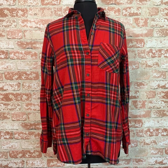 Old Navy Tops - Old Navy Tartan Plaid Flannel Boyfriend Button Down Shirt Long Sleeve Top